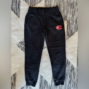 Champion Black Sweatpants with Red Logo